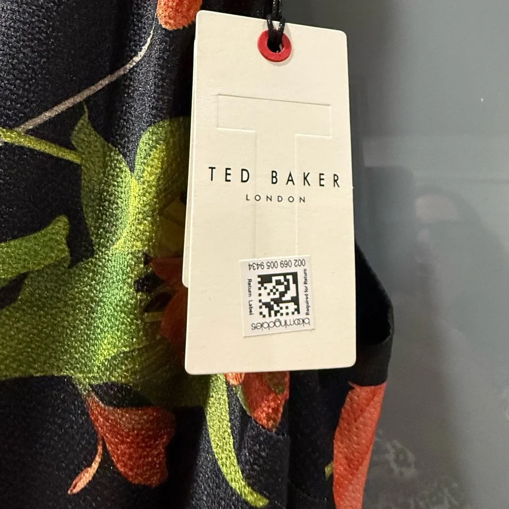 Ted Baker NWT size 4 Cowl Neck Black Floral Slip Midi Maxi Dress sleeveless - Picture 8 of 14